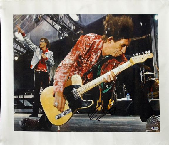 Kieth Richards The Rolling Stones Signed 16x20 Canvas BAS #A05142