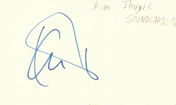 Kim Thayil Lead Guitarist Soundgarden Rock Band Music Signed Index Card JSA COA