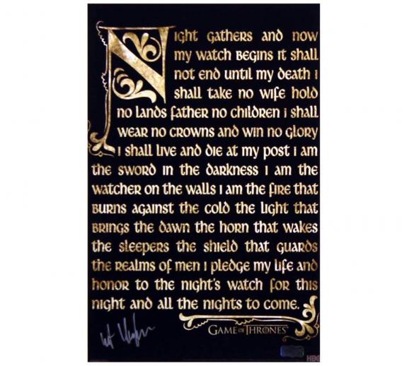 Kit Harington Signed Game of Thrones 11×17 Photo – Night’s Watch Oath