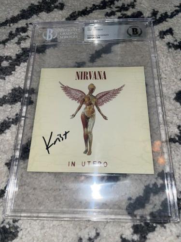 Krist Novoselic Signed Nirvana In Utero CD Booklet Slabbed Beckett
