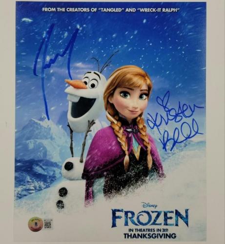 Kristen Bell + Josh Gad signed Disney Frozen Anna/Olaf 8x10 Photo PSA COA