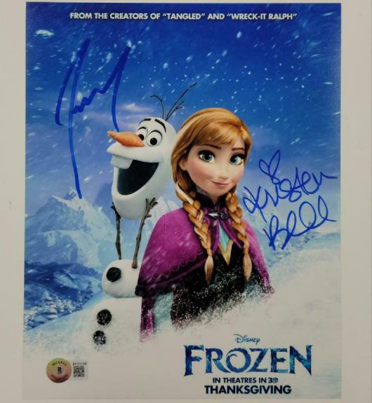 Kristen Bell & Josh Gad signed Frozen 8x10 photo 1 autograph ~ Beckett BAS Holo