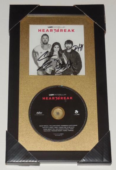 Lady Antebellum Autographed Heartbreak Cd (framed & Matted) - W/ Proof!