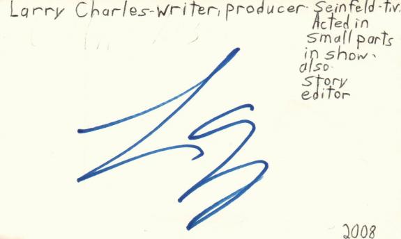 Larry Charles Writer Producer Seinfeld TV Autographed Signed Index Card