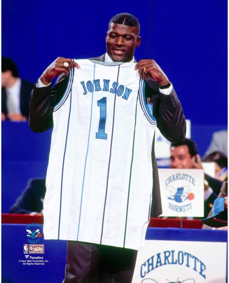 Larry Johnson Charlotte Hornets Unsigned 1991 NBA Draft First Overall Pick Photograph