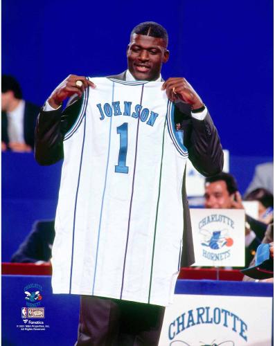 Larry Johnson Charlotte Hornets Unsigned 1991 NBA Draft First Overall Pick Photograph