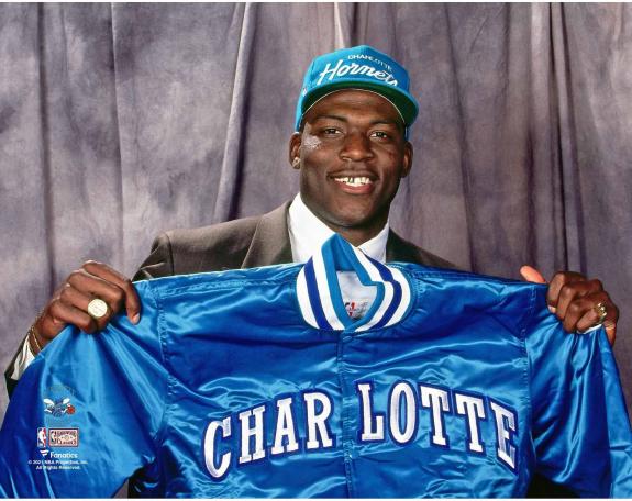 Larry Johnson Charlotte Hornets Unsigned 1991 NBA Draft Night Portrait Photograph