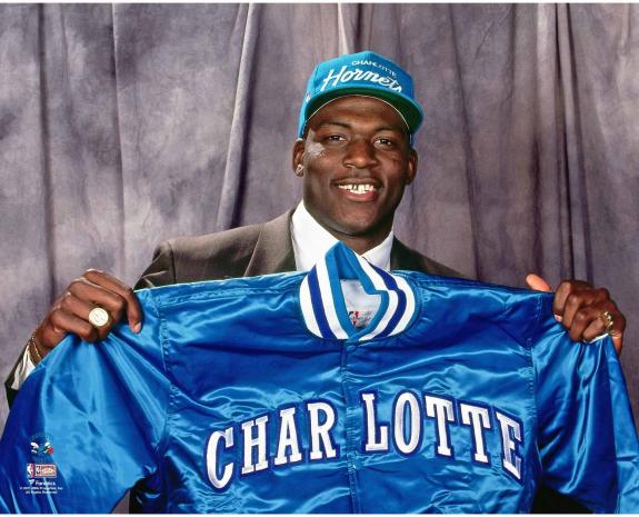 Larry Johnson Charlotte Hornets Unsigned 1991 NBA Draft Night Portrait Photograph