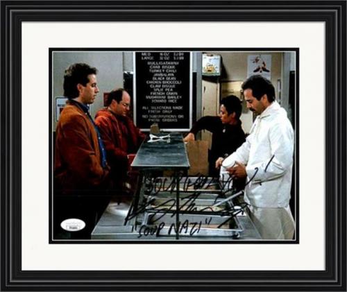 Larry Thomas autographed 8x10 Photo The Soup Nazi, No Soup for You (Seinfeld) George Costanza & Jerry ordering Matted & Framed JSA Authenticated