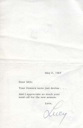 Lucille Ball Signed 1967 Letter Card BAS Beckett COA To I Love Lucy Show Writer
