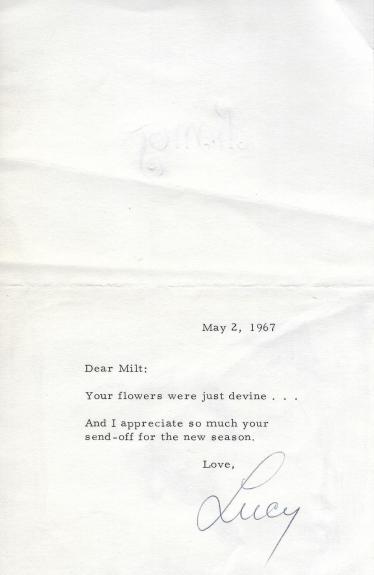 Lucille Ball Signed 1967 Letter Card BAS Beckett COA To I Love Lucy Show Writer