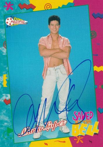 Mario Lopez Signed 1992 Pacific Saved By The Bell Rookie Card #58 RC Autograph