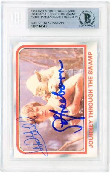 Mark Hamill and Stuart Freeborn Star Wars Autographed 1980 Topps Empire Strikes Back #60 Beckett Authenticated Card