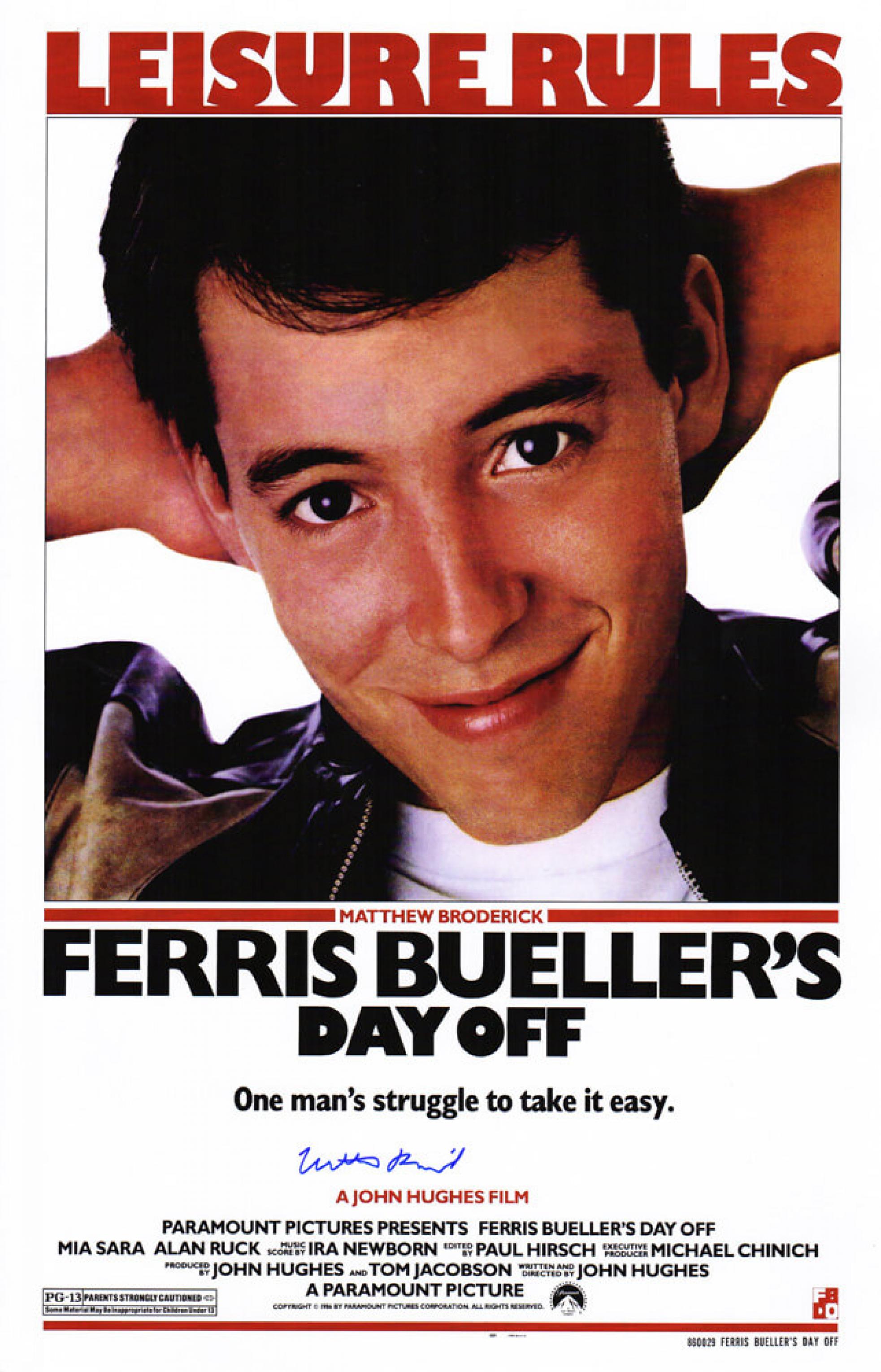 Matthew Broderick Signed Ferris Buellers Day Off 11x17 