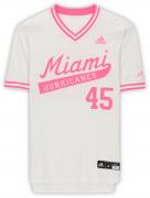 Miami Hurricanes Team-Issued #45 White and Pink Jersey from the Baseball Program - Size 42