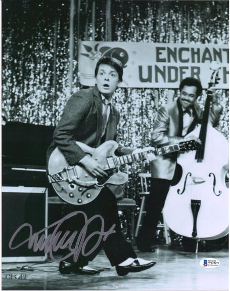 Michael J. Fox Back to the Future Autographed 11" x 14" Playing Guitar Photograph - BAS