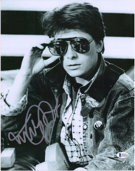 Michael J. Fox Back to the Future Autographed 11" x 14" Wearing Glasses Photograph - BAS