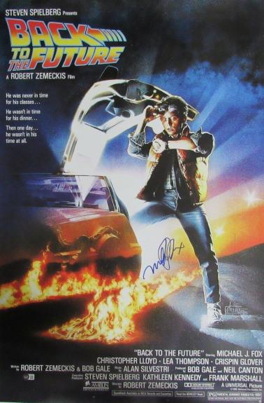 Michael J Fox Back to the Future Signed/Auto 24x36 Full Poster Beckett 162837