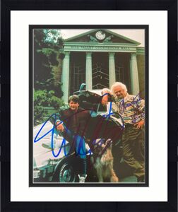 MICHAEL J FOX CHRISTOPHER LLOYD DUAL BACK TO THE FUTURE SIGNED 11x14 PHOTO A BAS