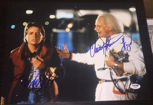 Michael J Fox Christopher Lloyd Signed Back To The Future Photo Psa/dna W08881