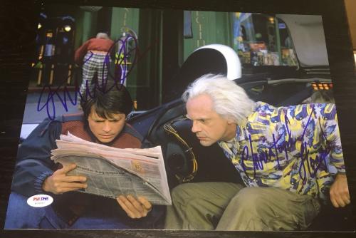 Michael J Fox Christopher Lloyd Signed Back To The Future Photo Psa/dna W08887