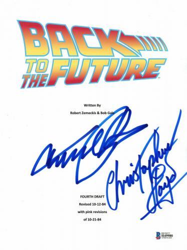 Michael J Fox Christopher Lloyd Signed Back To The Future Script Beckett Bas  4
