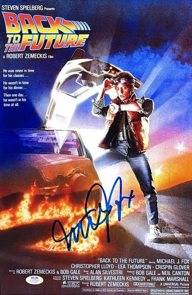 Michael J Fox Signed 11x17 Back to the Future Poster Photo PSA ITP