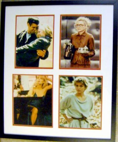 Michelle Pfeiffer autographed 8x10 photo (Signed  on Batman photo Deluxe framed with LadyHawke, One Fine Day, & Scarface photos)
