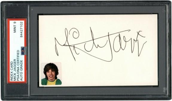 Mick Jagger HOF Rolling Stones MINT 9 Signed 3x5 Index Card PSA/DNA 166780