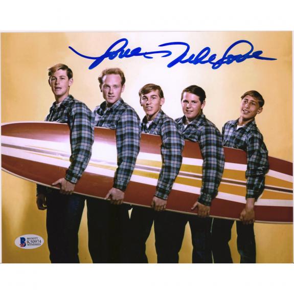 Mike Love Beach Boys Autographed 8" x 10" Holding Surfboard Photograph - BAS
