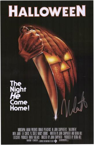 Nick Castle Halloween Autographed 11" x 17" Orange Movie Poster