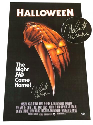 Nick Castle Signed Auto Halloween Full Size  Movie Poster Beckett Bas  3