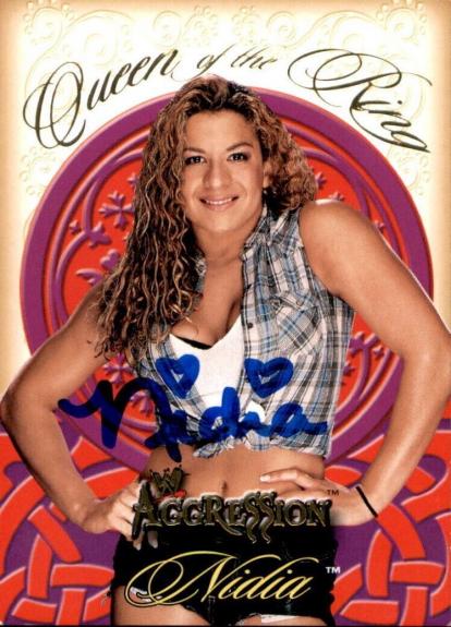 Nidia Signed 2003 Fleer WWE Aggression Queen Of The Ring Card #9 WWF