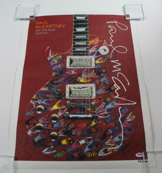Paul Mccartney Band X4 Signed Autograph 2011 On The Run Le Concert Tour Poster