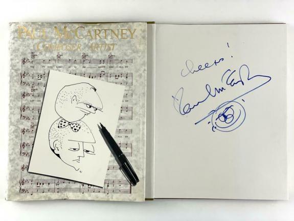 Paul Mccartney Signed Autograph Book W/ Hand-drawn Original Art Sketch Beatles