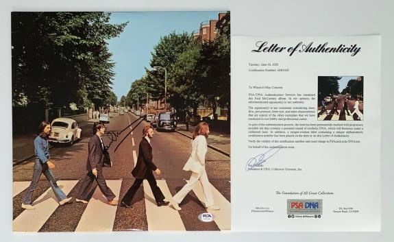 Paul Mccartney Signed The Beatles Abbey Road Record Album Psa Loa Ah01431