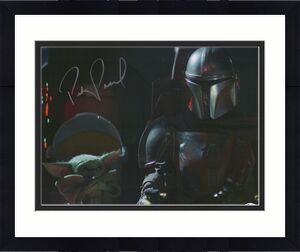 Pedro Pascal Star Wars The Mandalorian Autographed 16" x 20" with Baby Yoda Photograph