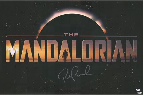 Pedro Pascal Star Wars The Mandalorian Autographed 22" x 34" Title Movie Poster