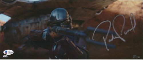 Pedro Pascal Star Wars The Mandalorian Autographed 6" x 14" Pointing Gun Photograph