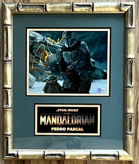 PEDRO PASCAL (The Mandalorian) signed 8x10 custom framed display-BAS