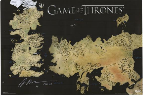Peter Dinklage Game of Thrones Autographed 24" x 36" World Map Movie Poster