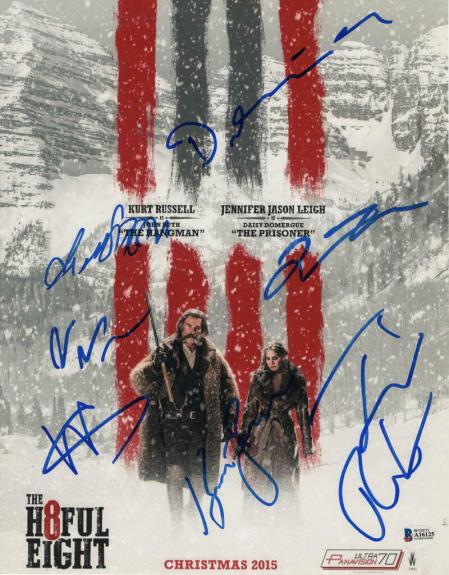 QUENTIN TARANTINO +6 FULL CAST SIGNED AUTOGRAPH THE HATEFUL EIGHT 11x14 POSTER