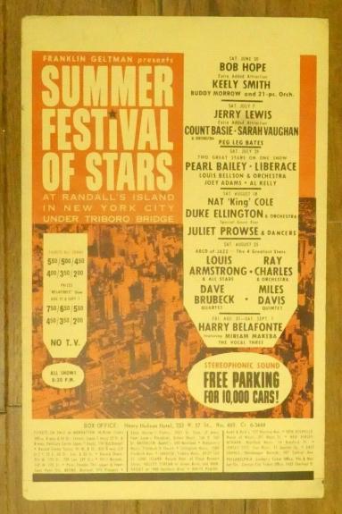 Rare Original 1960's Summer Festival of Stars Poster Ray Charles Louis Armstrong