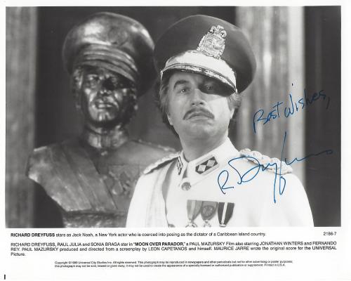 Richard Dreyfuss As Jack Noah In 19 Movie Moon Over Parador Signed 10x8 B W Photo