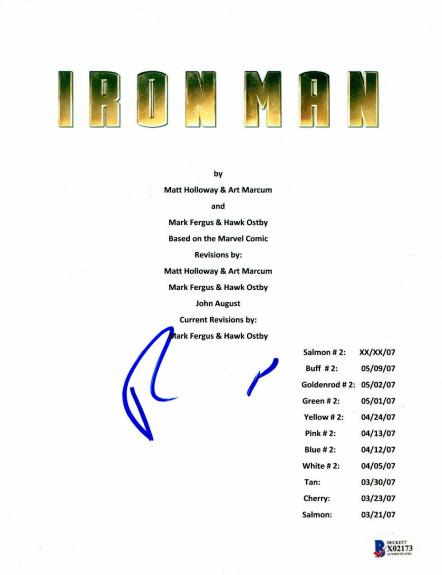 Robert Downey Jr Tony Stark Signed Iron Man Full Script Auto Beckett Bas Coa