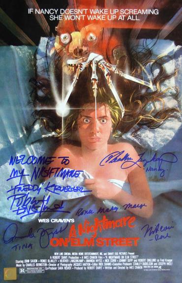 Robert Englund, Heather Langenkamp, Ronee Blakley, Amanda Wyss & Nick Corri Nightmare Elm On Street Cast Autographed 11x17 Movie Poster