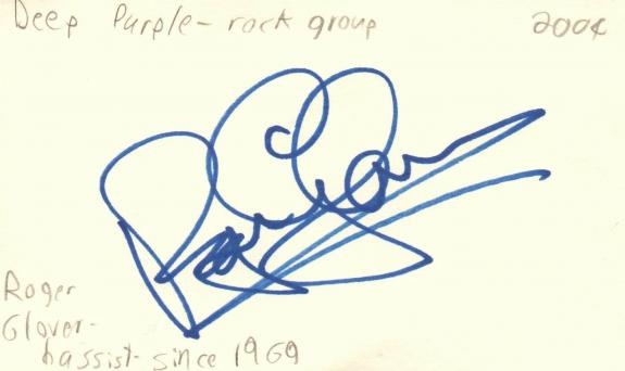 Roger Glover Bassist Deep Purple Rock Band Music Signed Index Card JSA COA