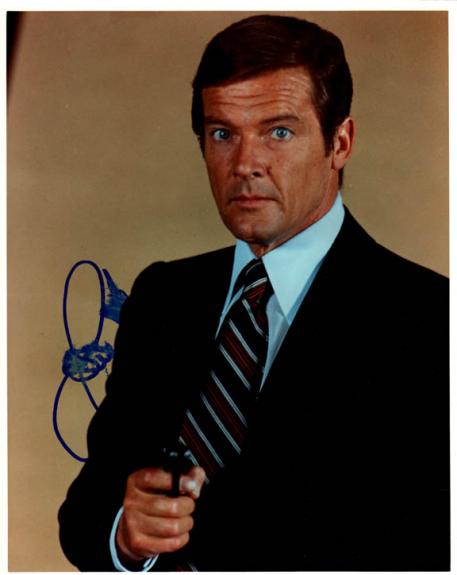 Roger Moore Autographed Signed 8x10 007 Photo AFTAL