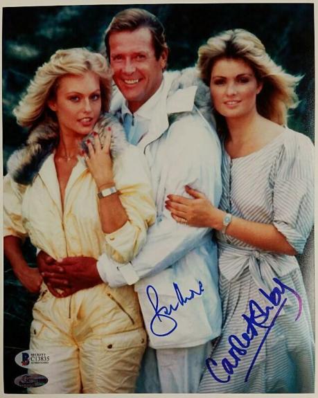 Roger Moore + Carole Ashby Signed 8x10 James Bond 007 Photo #1 Beckett BAS COA