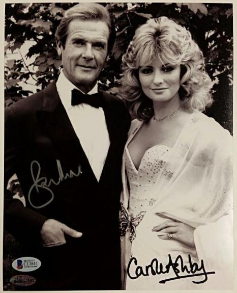 Roger Moore + Carole Ashby Signed 8x10 James Bond 007 Photo #2 Beckett BAS COA